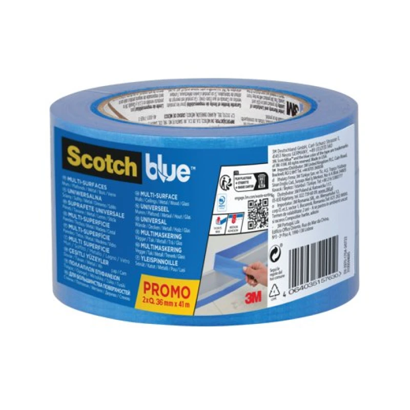 Image of ScotchBlue Multi Surface Masking Tape 36mm x 41m Pack of 2 7100327193 3M15763