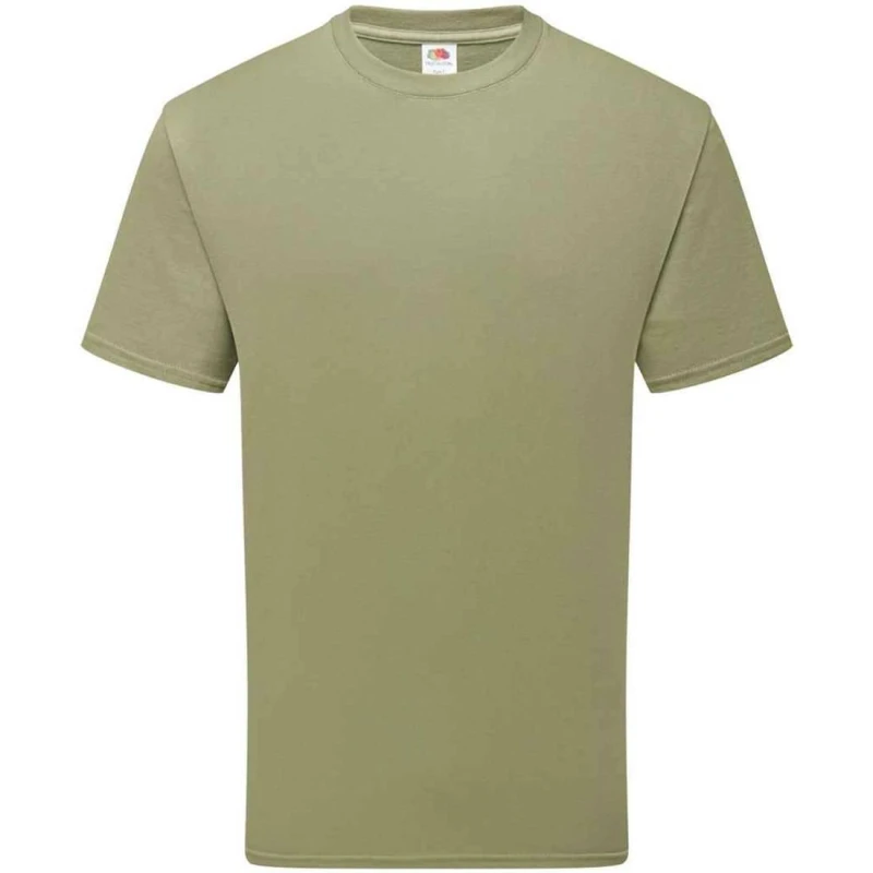Image of Fruit Of The Loom Fruit of the Loom Men Cotton T-Shirt in Olive Size: Small Olive S Male 5063703137140