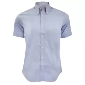 Image of Kustom Kit Mens Short Sleeve Tailored Fit Premium Oxford Shirt (14inch) (Light Blue)