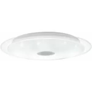 Image of Wall Flush Ceiling Light White Shade White Chrome Plastic Crystal Effect LED 36W