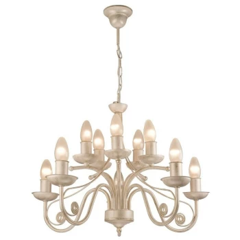 Image of Lamkur Lighting - Donato Chandeliers With Fabric Shades, White, 10x E14