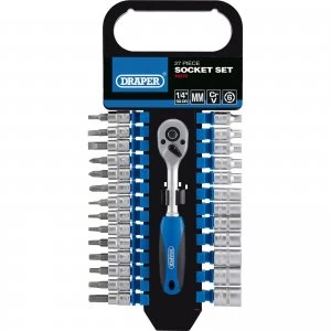 Image of Draper 27 Piece 1/4" Drive Hex Socket and Socket Bit Set Metric 1/4"