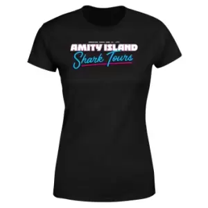 Image of Jaws Amity Island Shark Tour Womens T-Shirt - Black - S