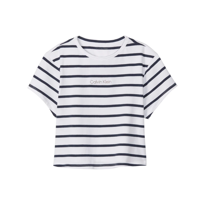 Image of Calvin Klein Calvin Str Baby Tee Ld62 Black/White female 8 (XS)