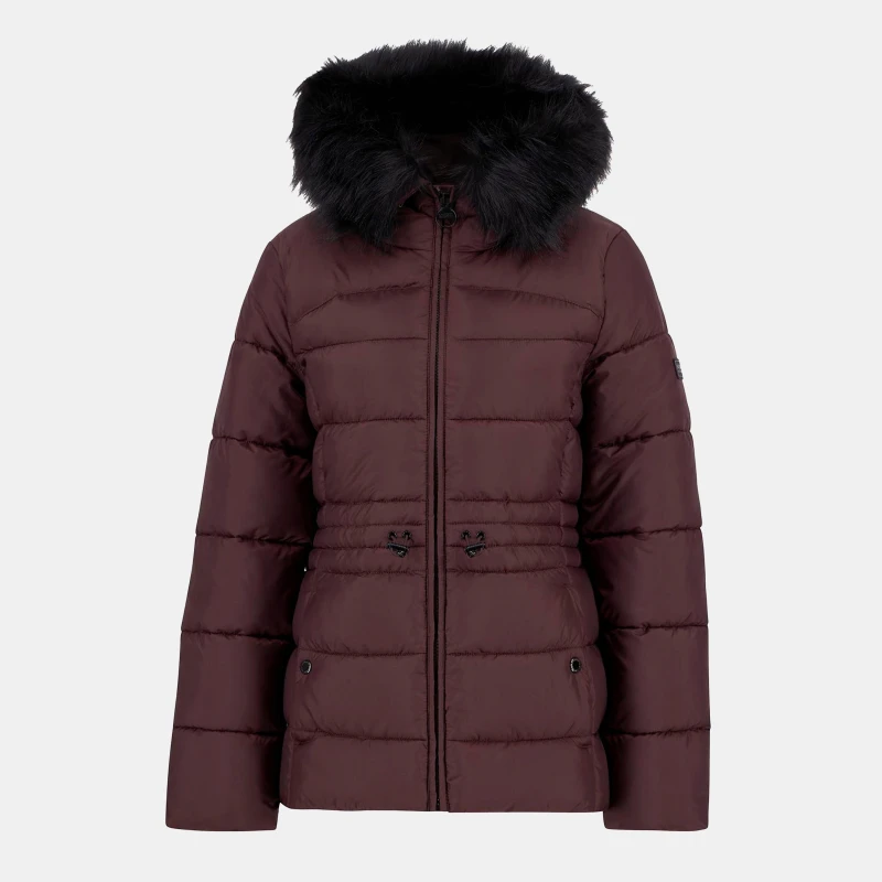 Image of Barbour International Womens Cher Detachable Hood Long Sleeve Medium Puffer Jacket Red Velvet female 10 (S)