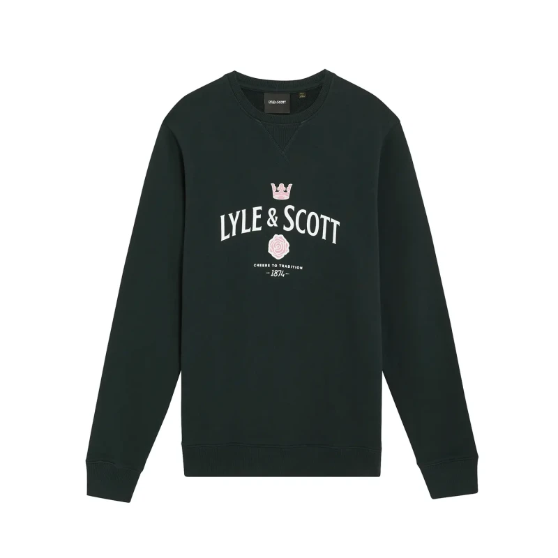 Image of Lyle & Scott Mens Cheers To Tradition Graphic Crew Neck in Dark Navy