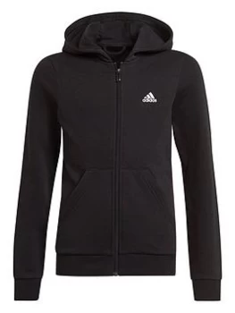 Image of adidas Girls Big Logo Full Zip Hoodie - Black/White, Size 14-15 Years, Women