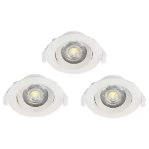 Image of 3 PACK Flush Adjustable Ceiling Downlight White Plastic 5W Built in LED