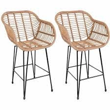 Image of Charles Bentley Bar Stools 2pk PE Rattan Metal