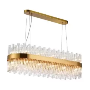 Image of Luminosa Kalih 24 Light G9, Ceiling Pendant Oblong, Brass, Clear Item Weight: 22.65kg