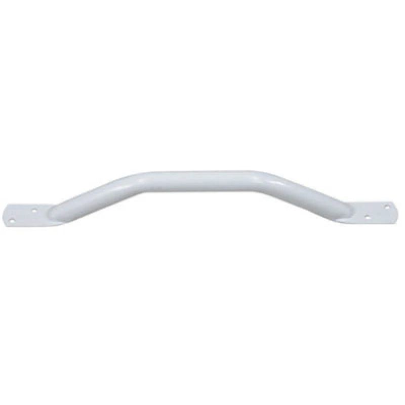 Image of Loops White Steel Pipe Grab Bar - 450mm Length - Rounded Safety Ends - Epoxy Coating White