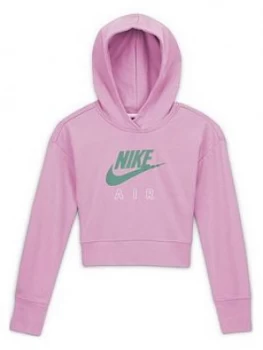Image of Nike Air Older Girls Crop Hoodie - Pink, Size S, 8-10 Years, Women