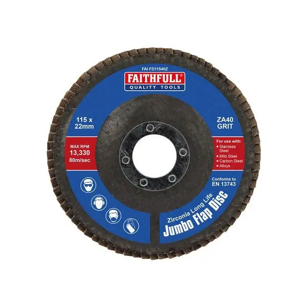 Image of Faithfull Zirconia Abrasive Jumbo Flap Disc FAIFD11540Z Diameter: 115mm