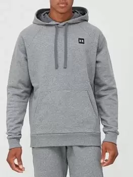 Image of Under Armour Training Rival Fleece Hoodie - Dark Grey/White, Dark Grey/White, Size S, Men