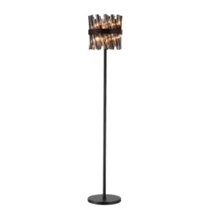 Image of Lysander 8 Light G9, Floor Lamp, Satin Black, Smoke