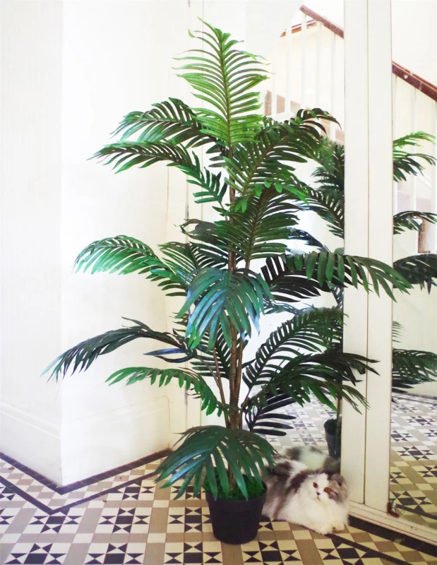 Image of Leaf 140cm Large Bushy Artificial Palm Tree Green