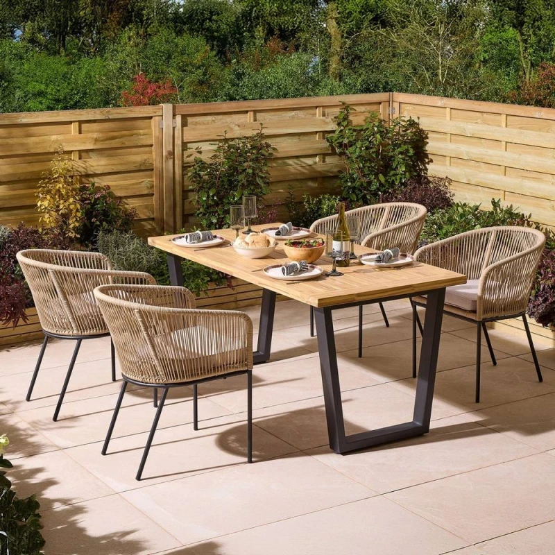 Image of Rowlinson Oslo 4 Seat Dining Set, Brown OSLSET4