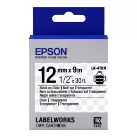 Image of Epson LK-4TBN Black on Clear Labelling Tape 12mm x 9m