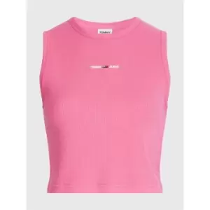 Image of Tommy Jeans Crop Linear Tank - Pink