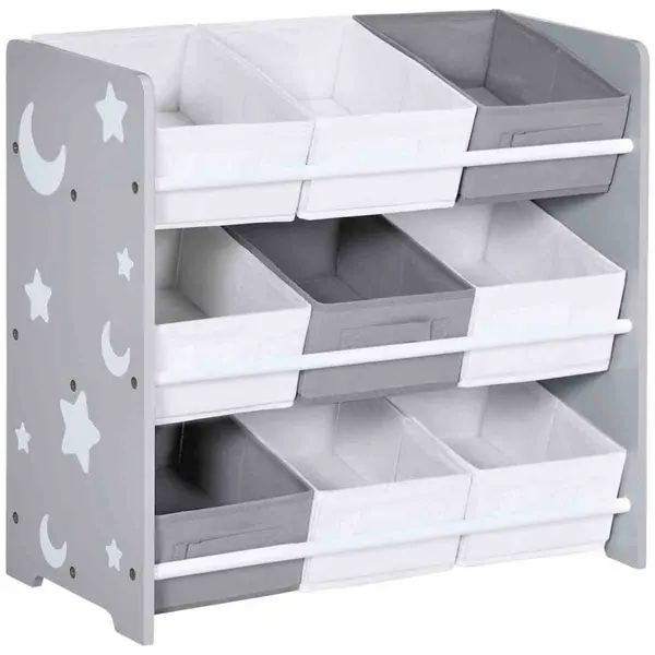 Image of Zonekiz Storage Unit With 9 Removable Storage Baskets For Nursery Playroom - Grey 311-055V00GY