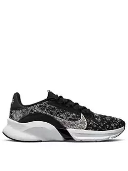 Image of Nike Superrep Go 3 Flyknit - Black/Silver/White, Black/Silver/White, Size 8, Women