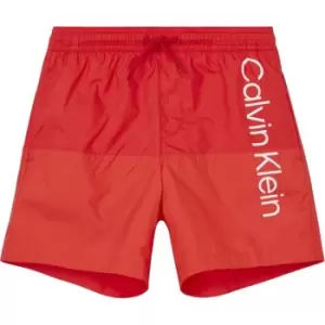 Image of Calvin Klein Colour Block Swim Shorts Junior Boys - Red