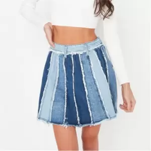 Image of Missguided Seamed Mini Skater Skirt - Blue