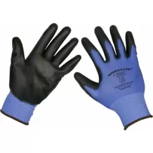 Image of Loops - 6 pairs Lightweight Precision Grip Work Gloves - Large - Elasticated Wrist
