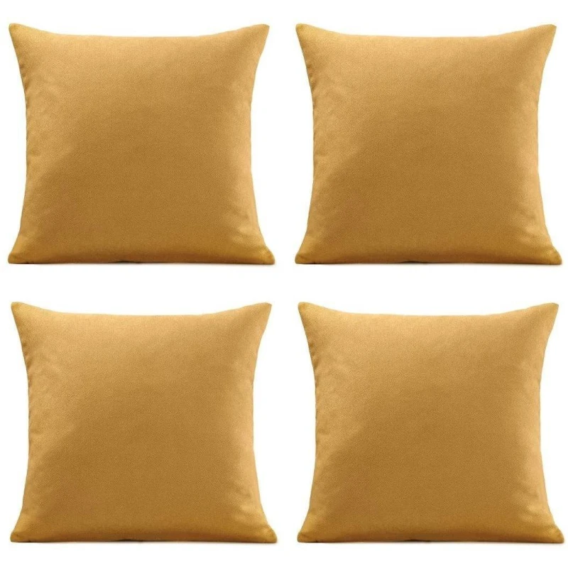 Image of Alan Symonds Set of 4 Plain Chenille Velvet Cushions Ochre unisex 45x45cm