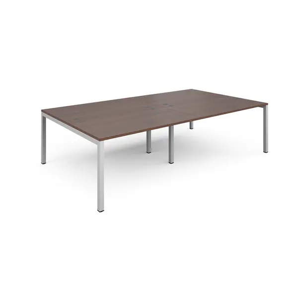 Image of Connex Double Back to Back Office Desk - 2800mm x 1600mm - White - Walnut