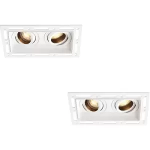 Image of 2 PACK Twin Trimless Plaster-In Downlight - 2 x 50W GU10 Reflector LED - White