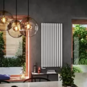 Image of White Horizontal Designer Radiator Oval Column Central Heating Rads 1200 x 590mm - White