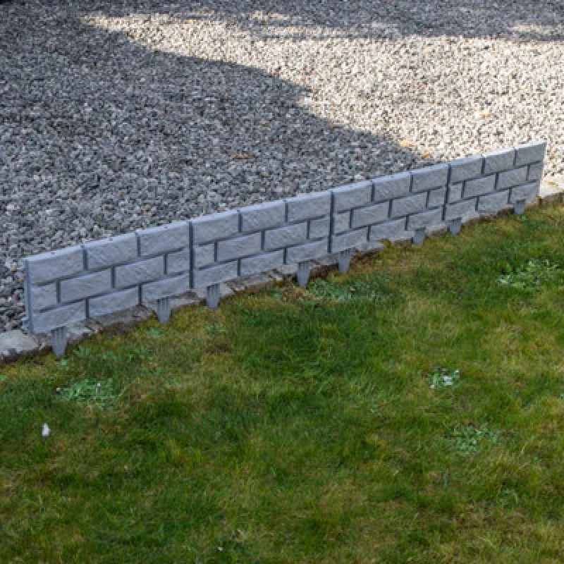 Image of Samuel Alexander 2 x 17cm 4 Piece Grey Brick Effect Garden Edging Decorative Boarder Grey