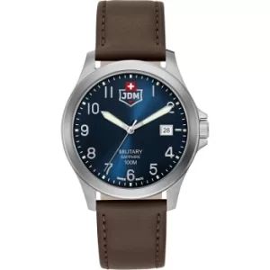 Image of Mens JDM Military Alpha I Blue Dial Brown Leather Watch