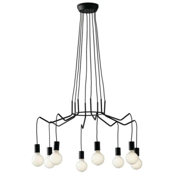 Image of Fan Europe Lighting - Fan Europe Habitat - 8 Light Hanging Wire Pendant, Black, E27