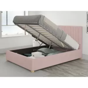 Image of Grant Ottoman Upholstered Bed, Pure Pastel Cotton, Tea Rose - Ottoman Bed Size Single (90x190)