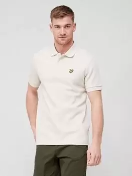 Image of Lyle & Scott Cuffed Textured Polo Shirt, Beige, Size S, Men