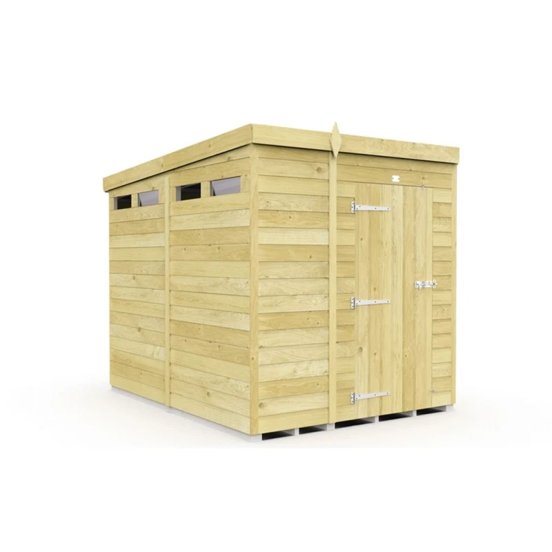 Image of Buttercup Farm 5 x 8 Feet Pent Security Shed - Single Door - L231 x W158 x H201cm in Brown Brown Unisex