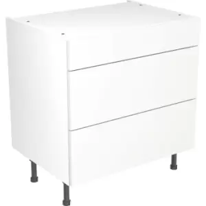 Image of Kitchen Kit Flatpack Slab Kitchen Cabinet Base 3 Drawer Unit Ultra Matt 800mm in White MFC