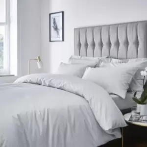 Image of Catherinelansfield - Catherine Lansfield Platinum Satin Stripe 300 Thread Count Fitted Sheet, Grey, Double