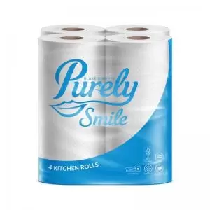 Image of Purely Smile Kitchen Roll 2ply 10m White Pack 4 PS1501 87816TC