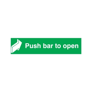 Image of Fire Exit Push Bar to Open Rigid PVC Sign - 600 X 75MM