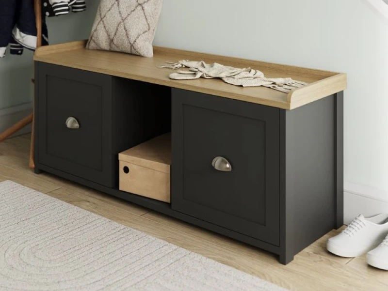 Image of GFW Lancaster 2 Door Shoe Bench Black