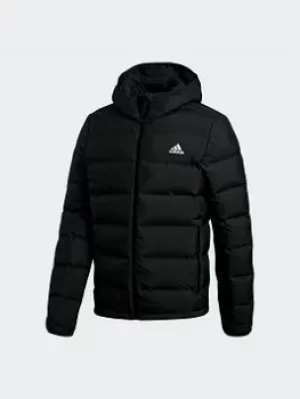 Image of adidas Helionic Hooded Down Jacket, Black Size XL Men