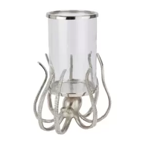 Image of Large Silver Octopus Candle Hurricane Lantern