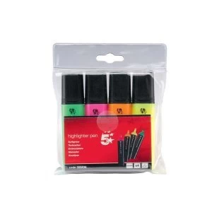 Image of 5 Star Office Highlighters Chisel Tip 1 5mm Line Assorted Wallet of 4