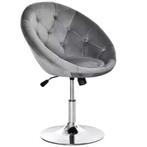 Image of Homcom Velvet Button Tufted Swivel Dining Height Adjustable Armless Tub Chair Grey