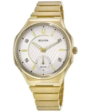 Image of Bulova Curv Silver Dial Gold PVD Stainless Steel Womens Watch 97P136 97P136