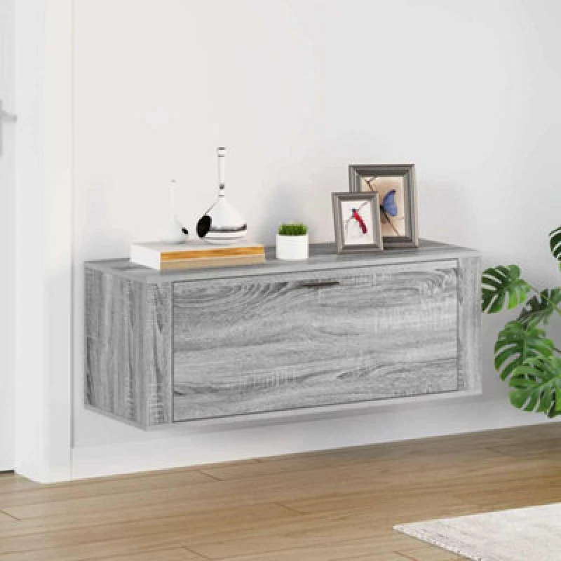 Image of Vidaxl Wall Shoe Cabinet Grey Sonoma 100X35X38cm Engineered Wood