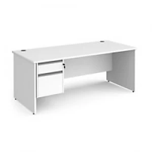 Image of Dams International Straight Desk with White MFC Top and Silver Frame Panel Legs and 2 Lockable Drawer Pedestal Contract 25 1800 x 800 x 725mm